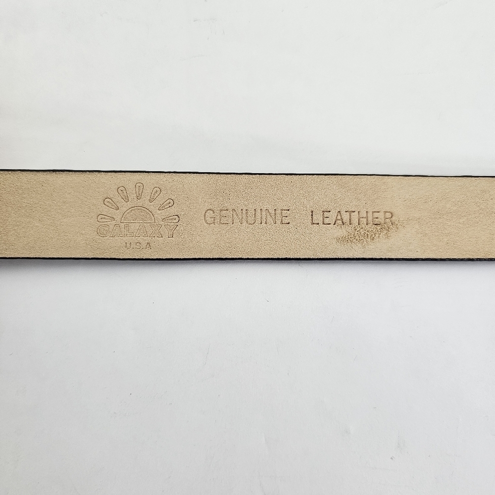 Galaxy USA taupe leather belt gold metal rose buckle pin hook - Picture 3 of 5
